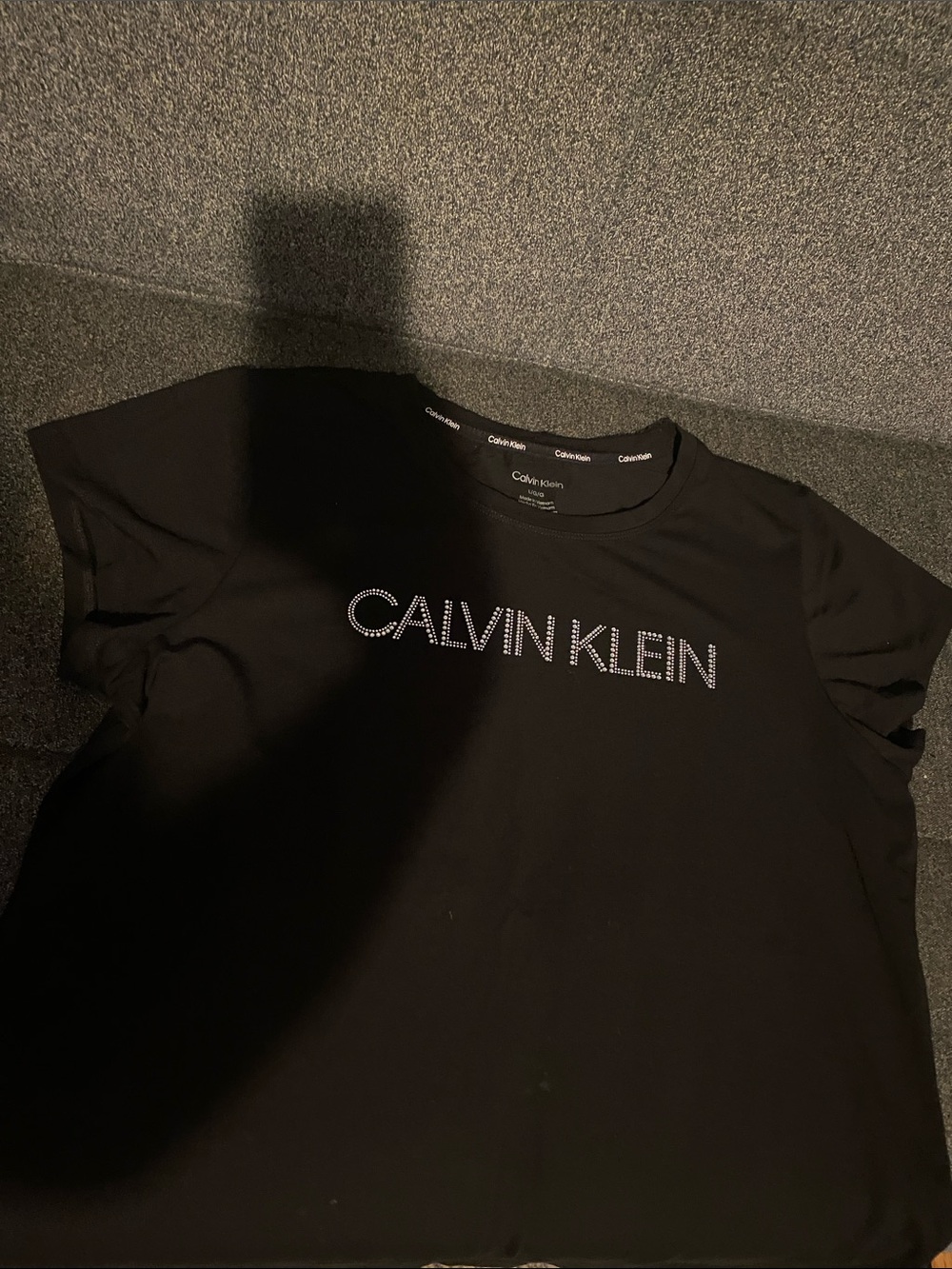 Calvin Klein Black Tee with Rhinestone Logo